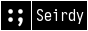 Square icon of a colon and semicolon, next to the word “Seirdy".